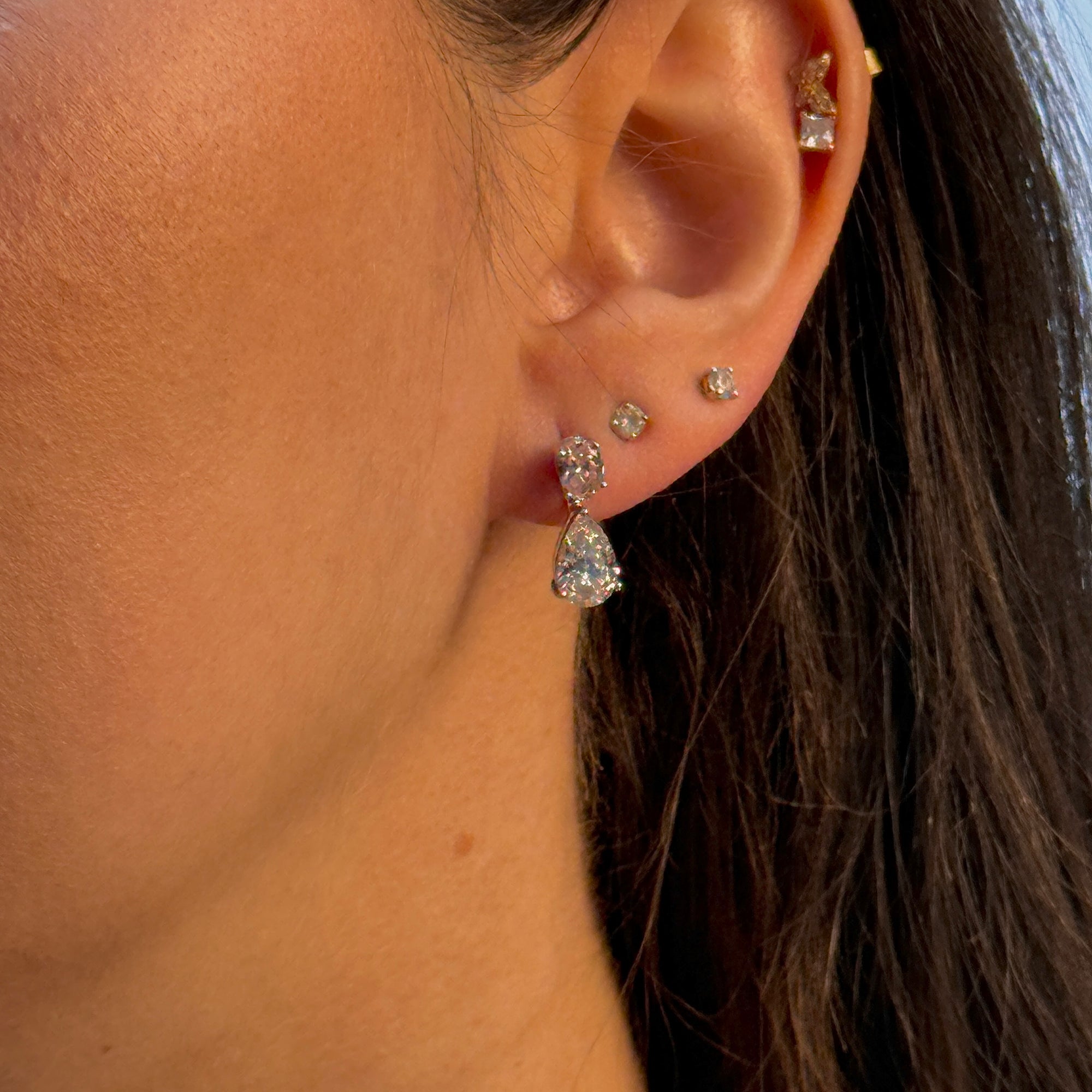 Pink Oval-Pear Jacket Earring