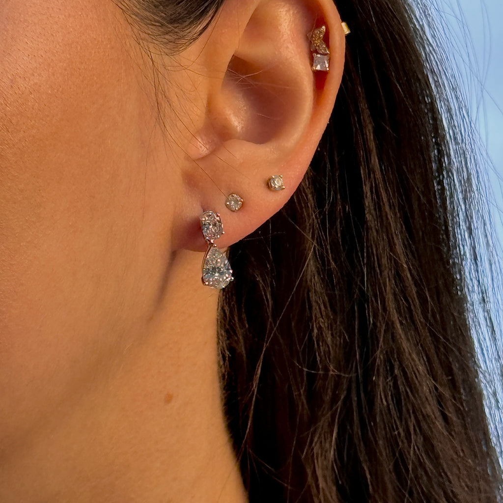 Pink Oval-Pear Jacket Earring