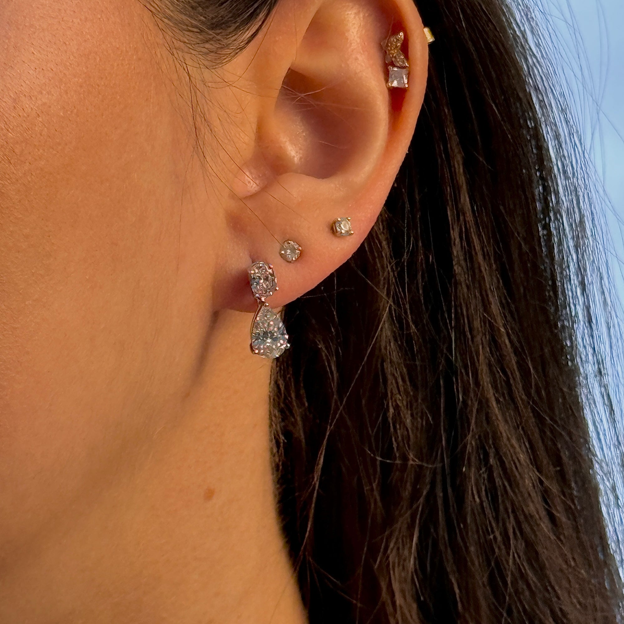 Pink Oval-Pear Jacket Earring