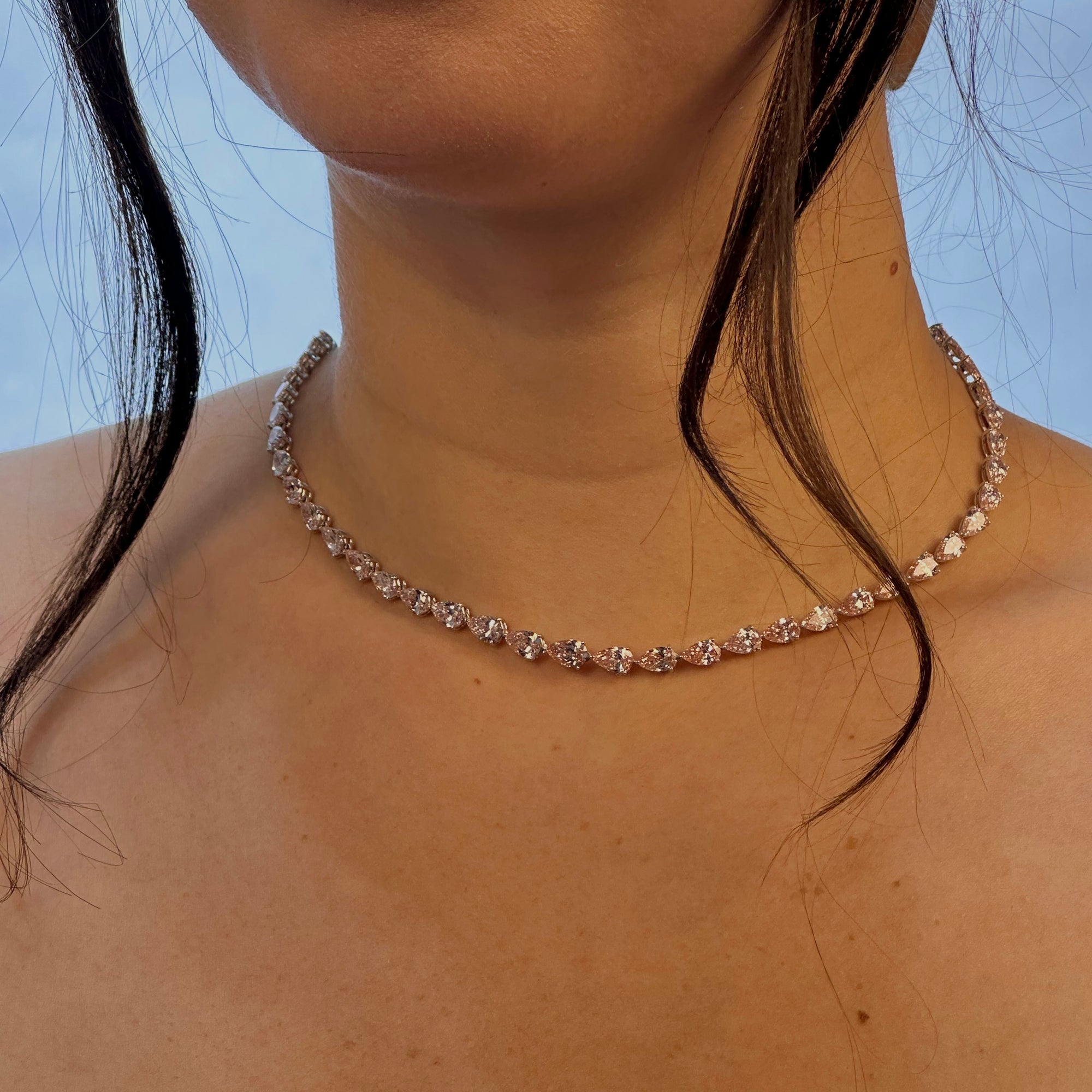 Rose Eternity Pear Necklace