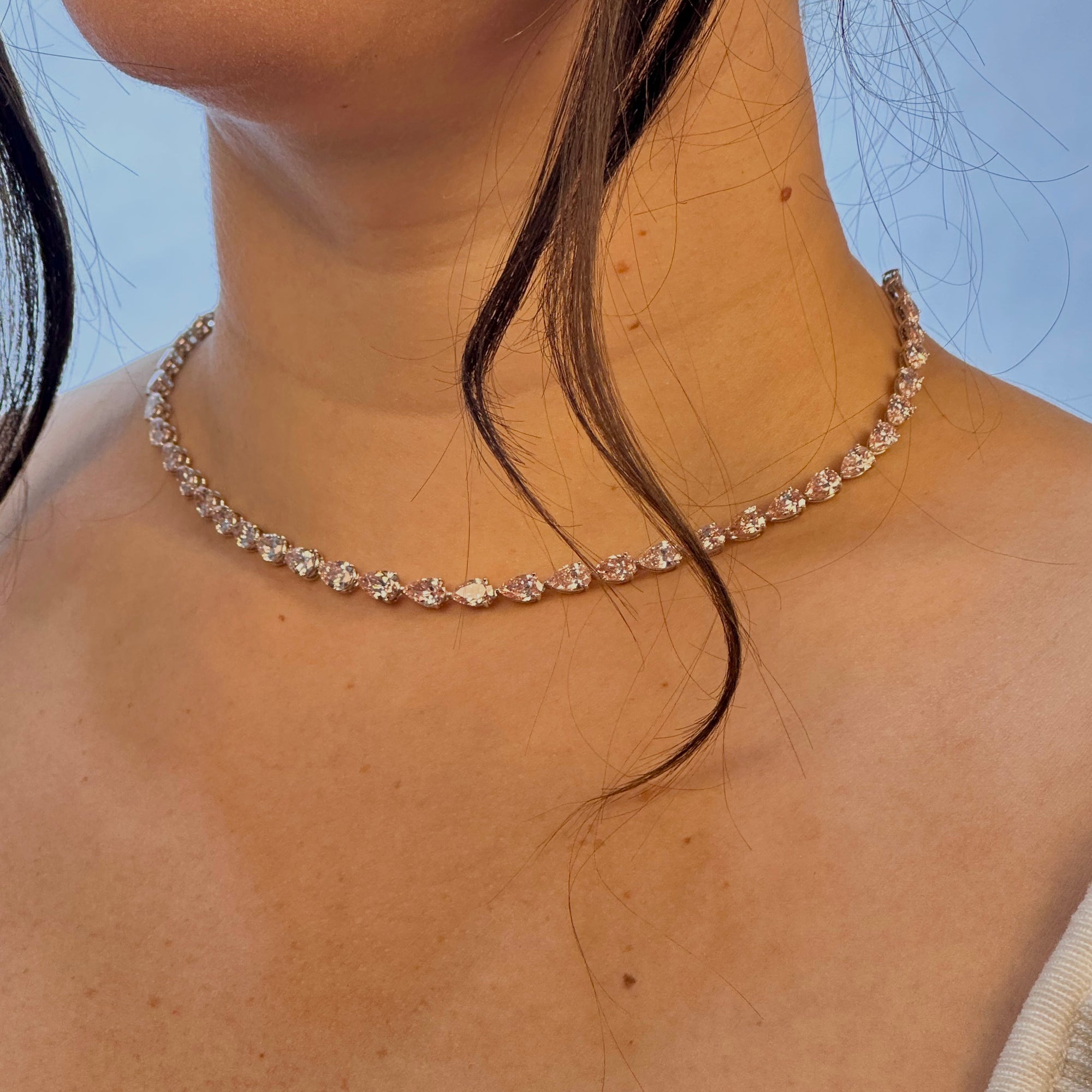 Rose Eternity Pear Necklace