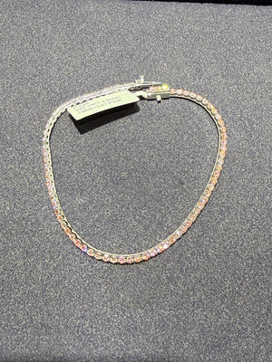 6.5" Pink Tennis Bracelet in 14K White gold