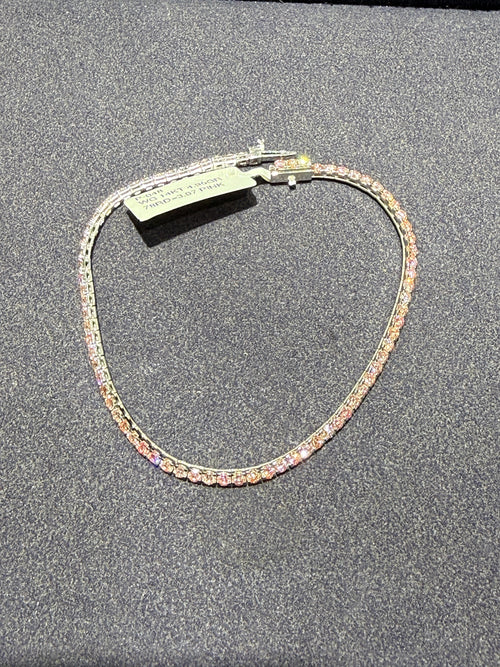 6.5" Pink Tennis Bracelet in 14K White gold