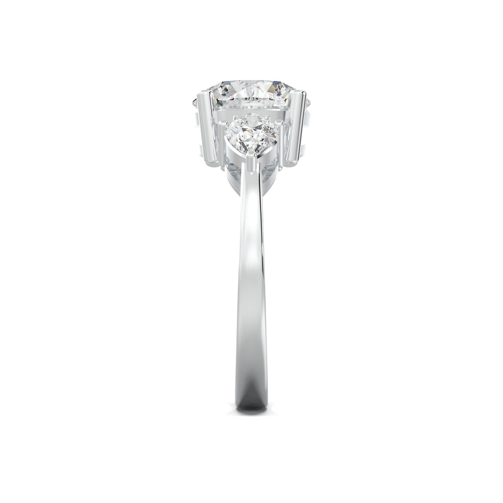 LR00580 emerald three-row pavé engagement ring white gold side view