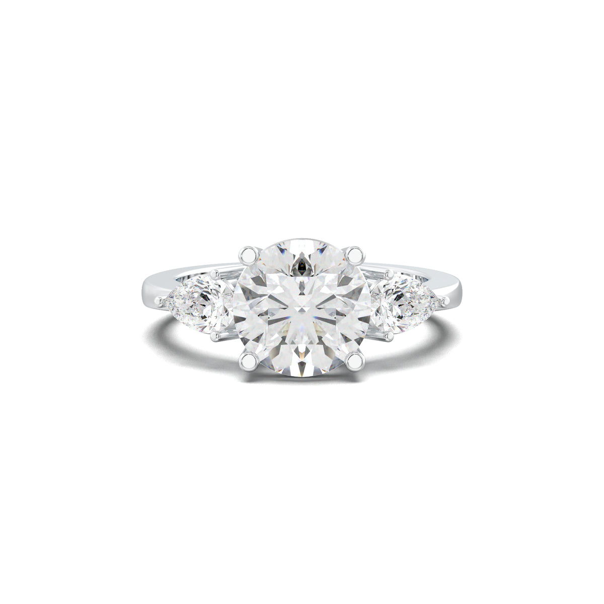 LR00580 emerald three-row pavé engagement ring white gold top view