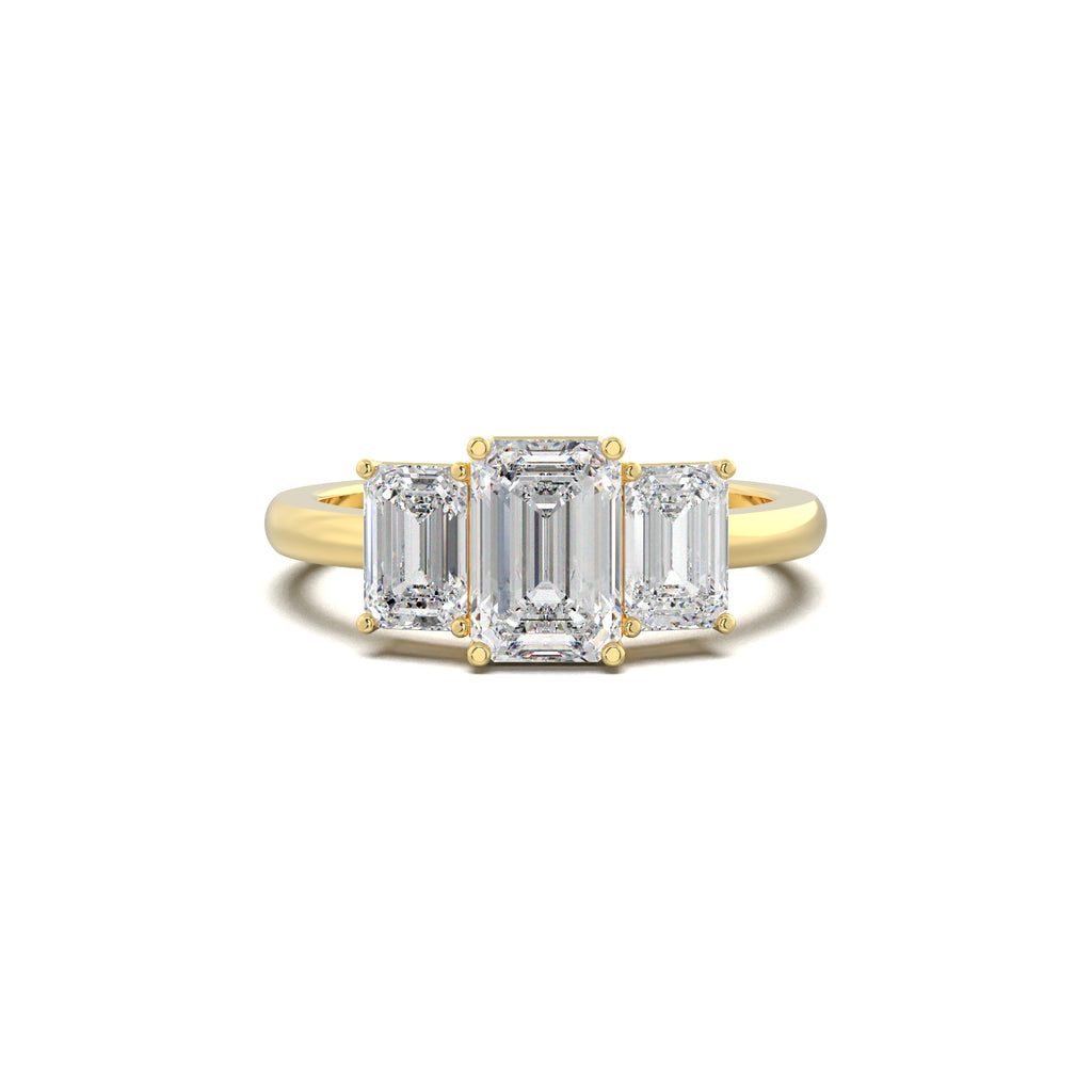LR00582 pear mixed side-stone engagement ring yellow gold top view