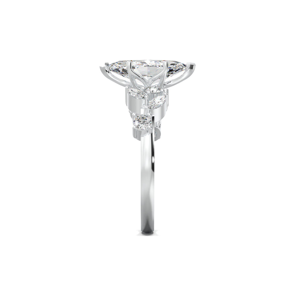 LR18784 marquise mixed side-stone engagement ring white gold side view