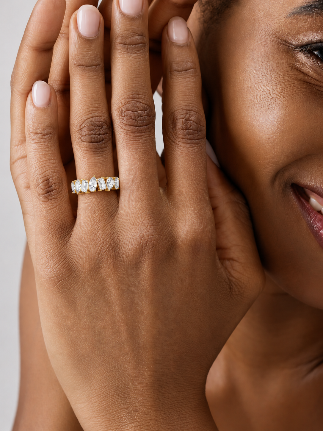LR19066 mixed-shape seven-stone wedding band model image