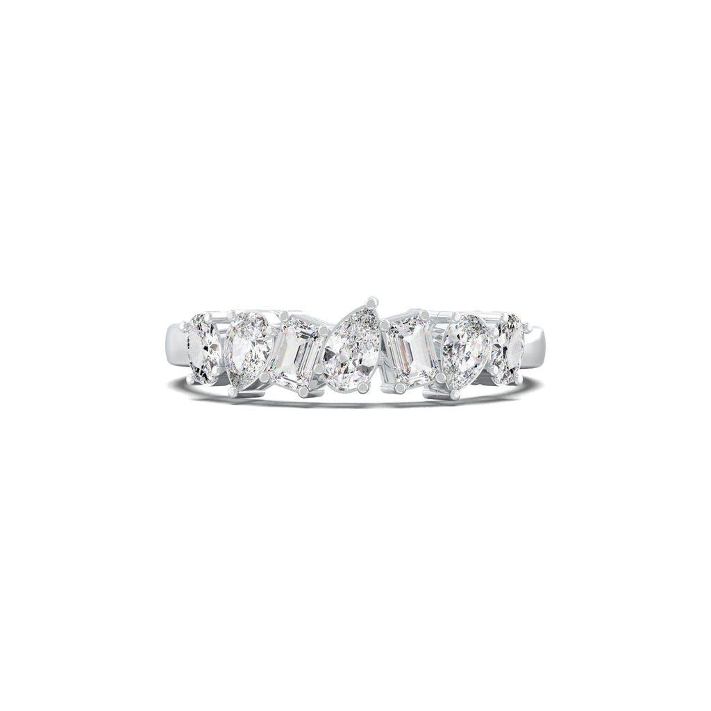 LR19066 mixed-shape seven-stone wedding band white gold top view