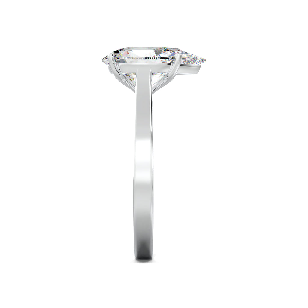LR19099 pear solitaire engagement ring white gold side view