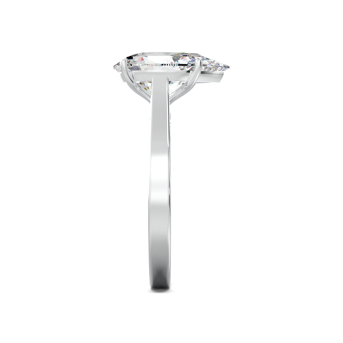 LR19099 pear solitaire engagement ring white gold side view