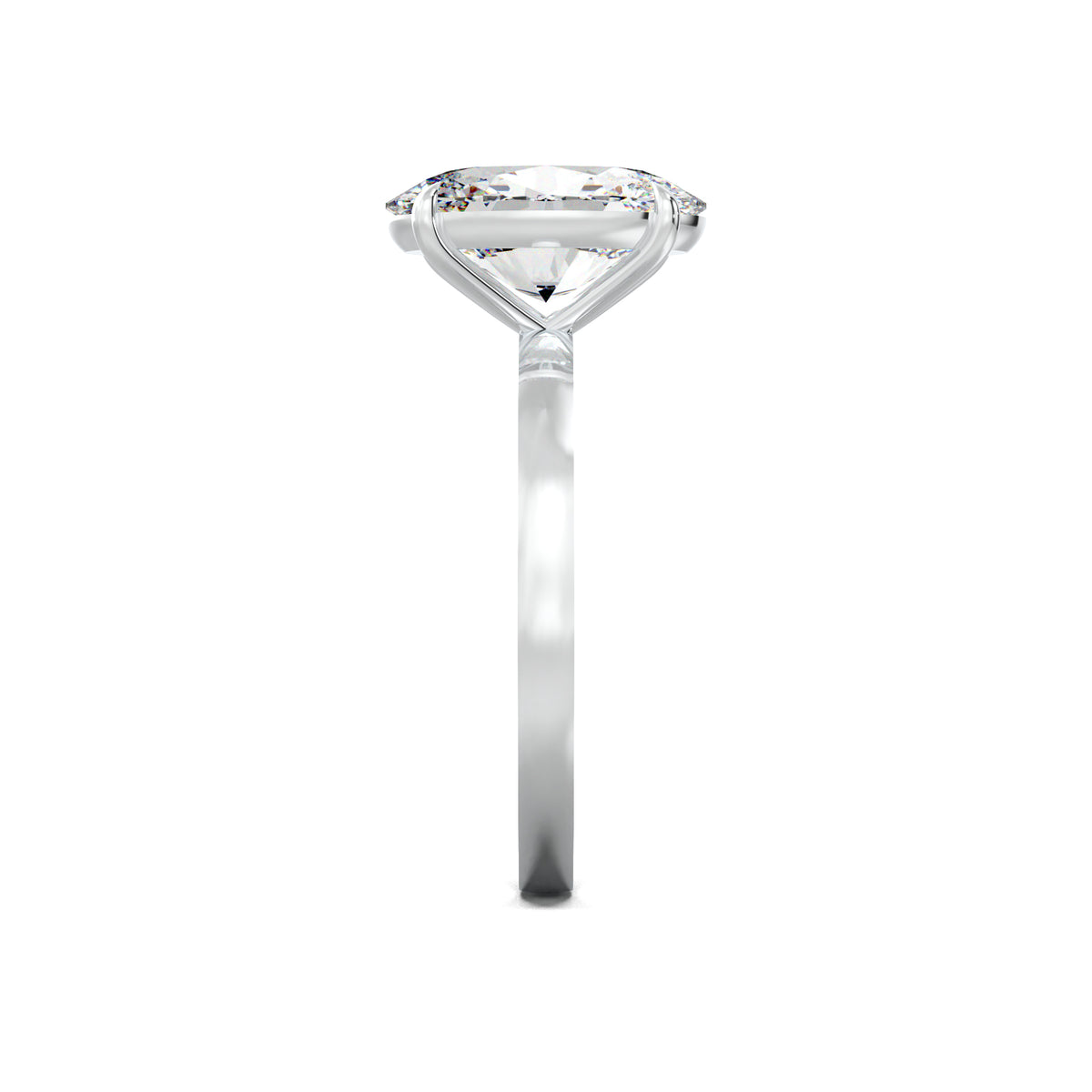 LR19100 oval solitaire engagement ring white gold side view