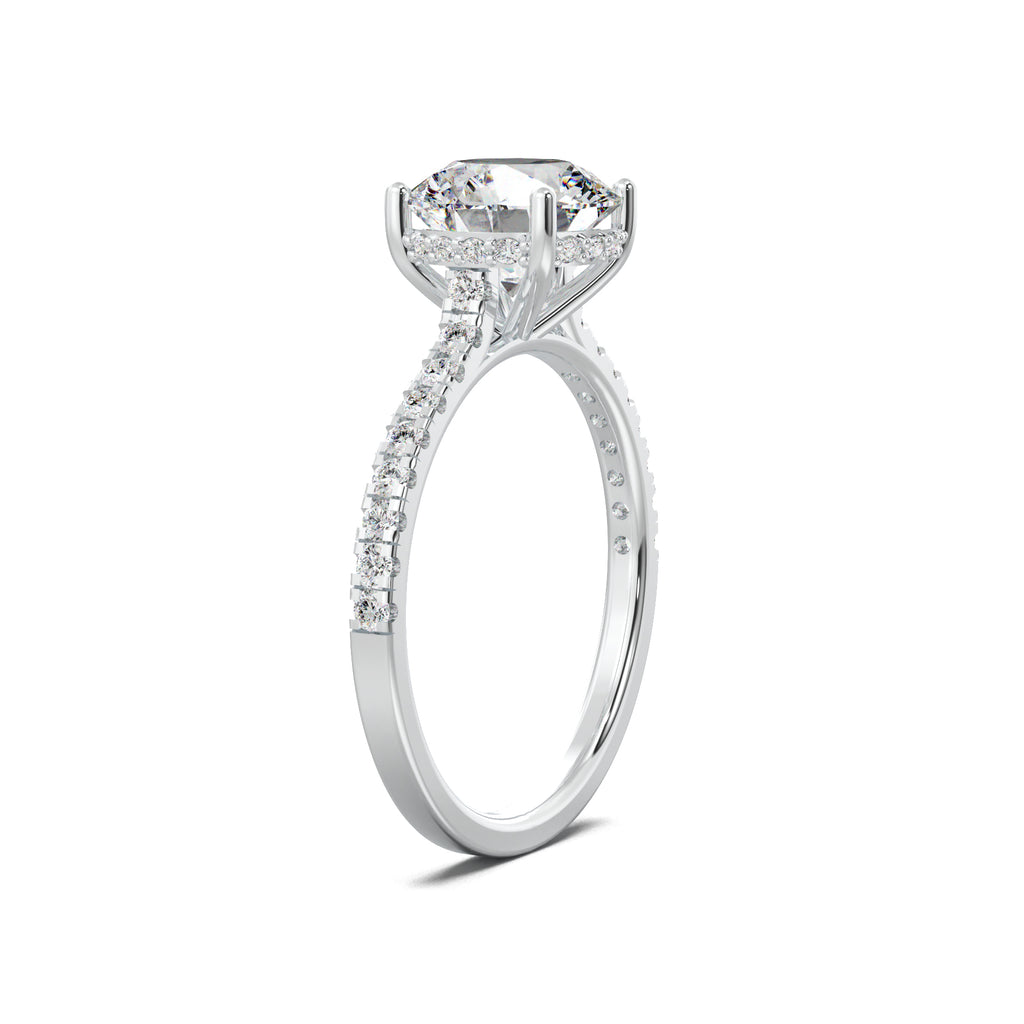 LR19955 round engagement ring three-quarter view