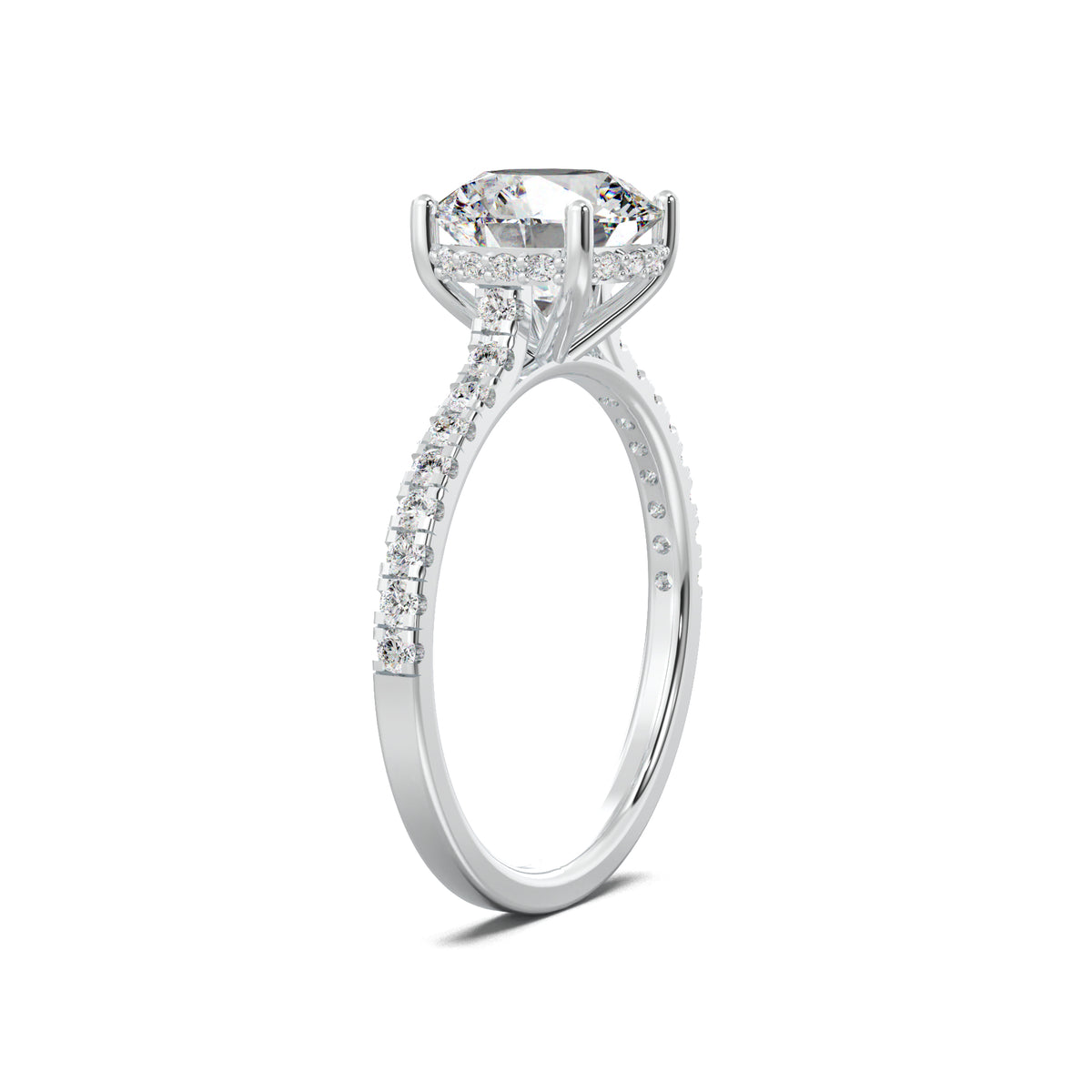 LR19955 round engagement ring three-quarter view