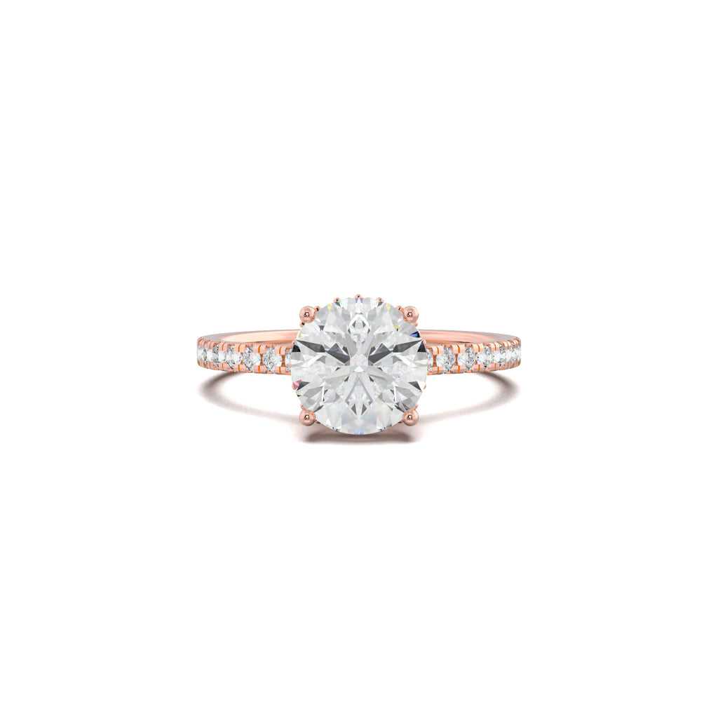 LR19955 round engagement ring rose gold top view