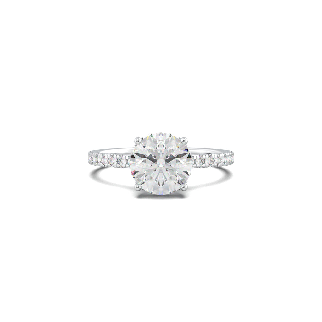 LR19955 round engagement ring white gold top view