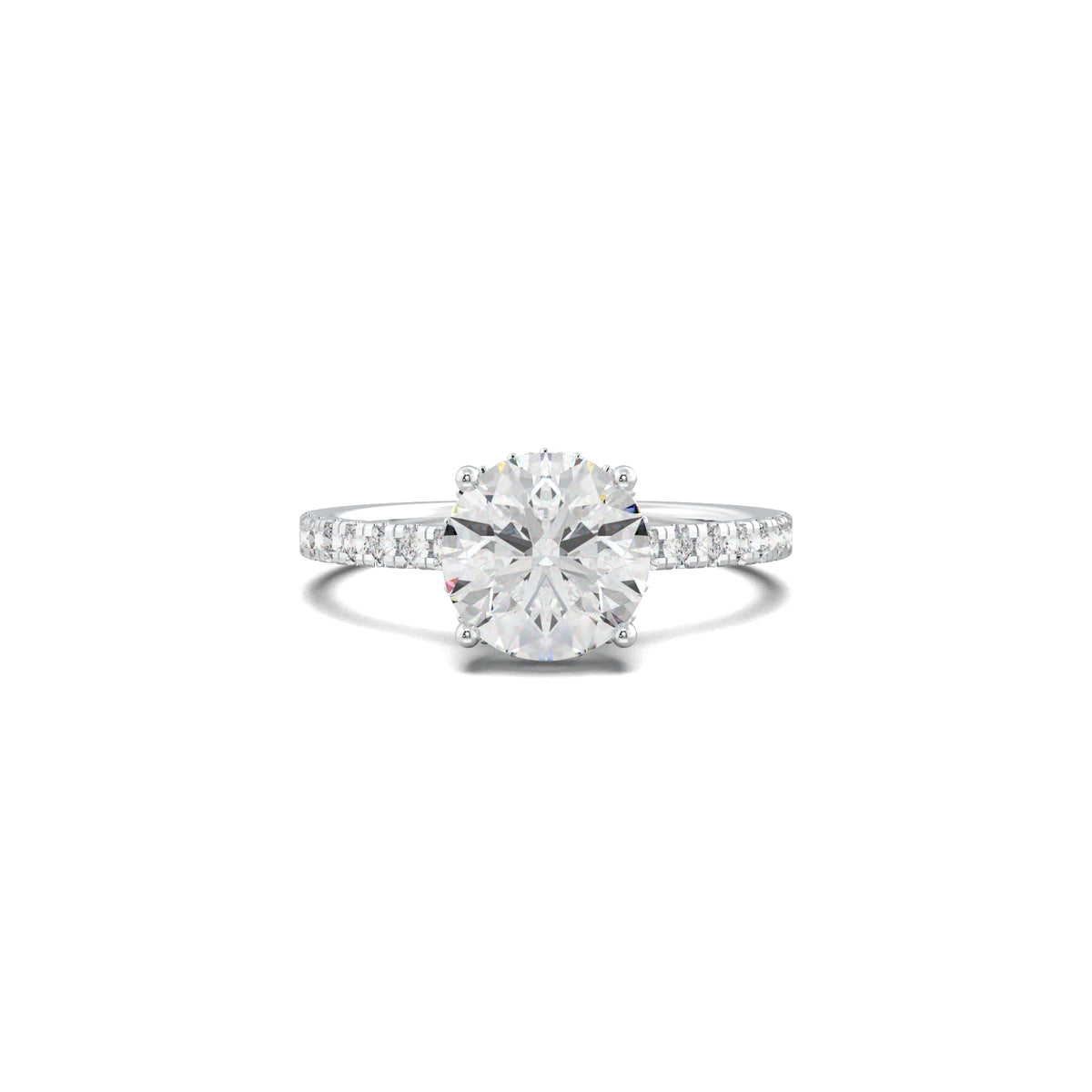 LR19955 round engagement ring white gold top view