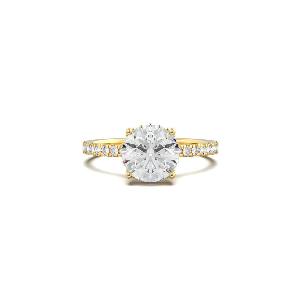 LR19955 round engagement ring yellow gold top view
