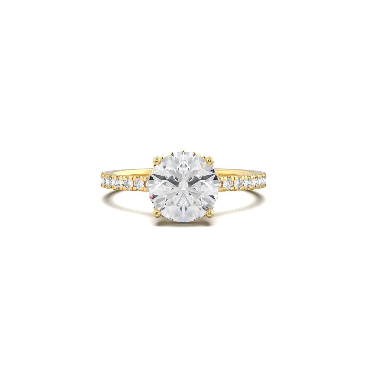 LR19955 round engagement ring yellow gold top view