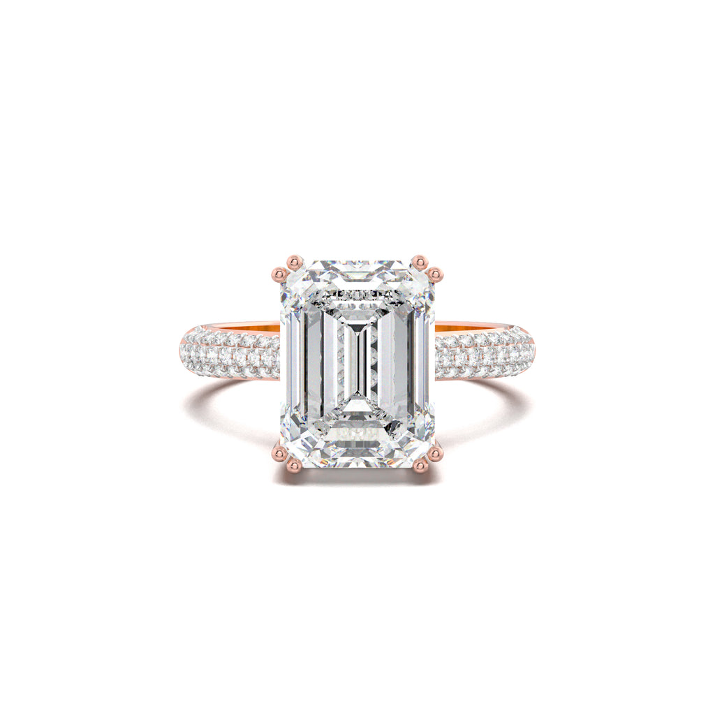 LR20328 emerald pavé engagement ring rose gold top view