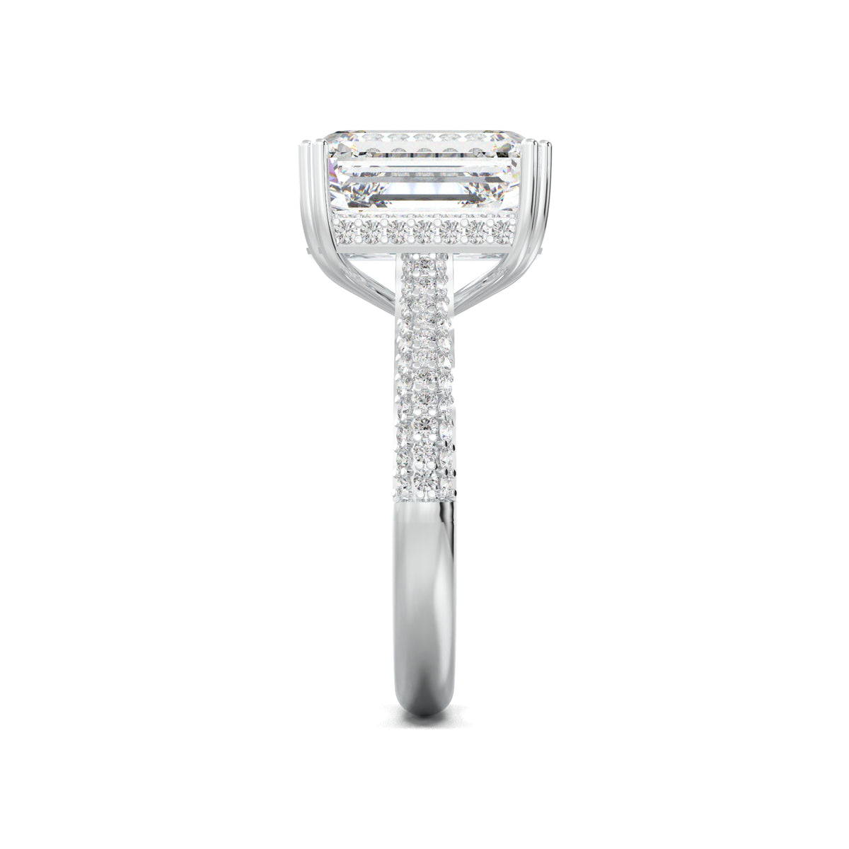 LR20328 emerald pavé engagement ring white gold side view