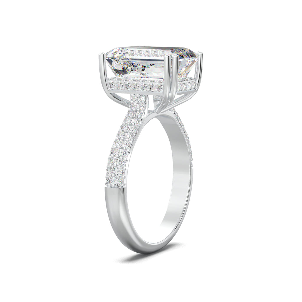 LR20328 emerald pavé engagement ring white gold three-quarter view