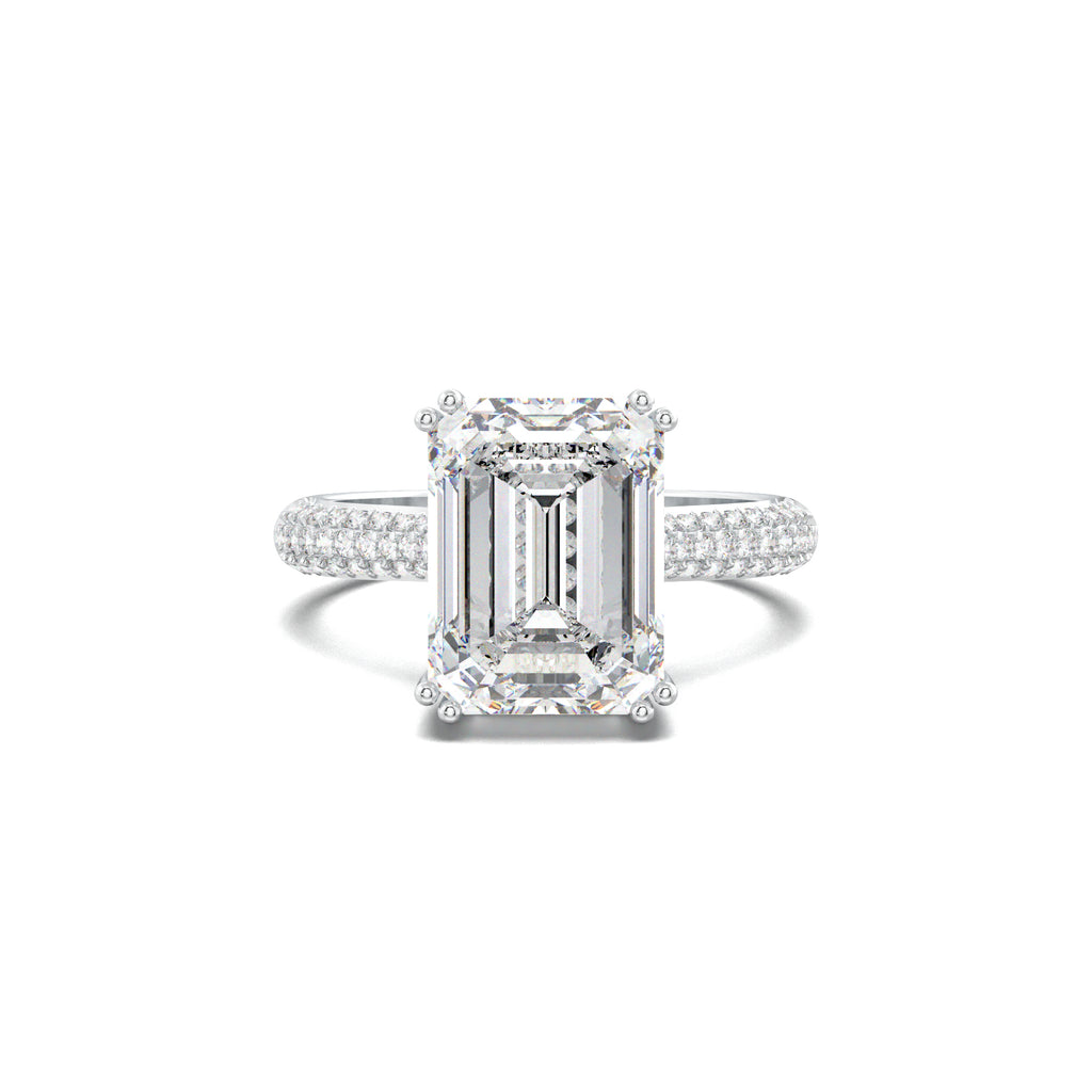 LR20328 emerald pavé engagement ring white gold top view
