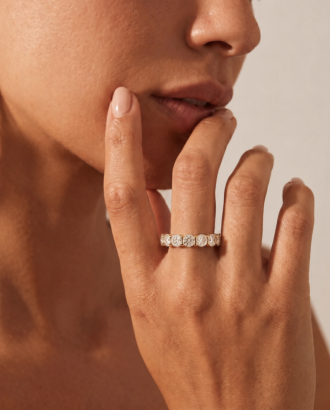 LR20662 round eternity wedding band model image