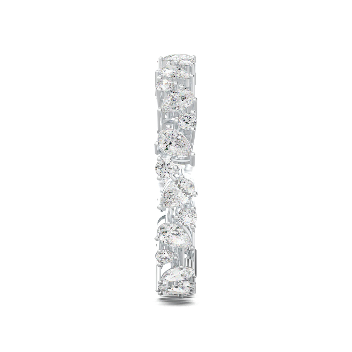 LR21286 alternating pear and round eternity wedding band white gold side view