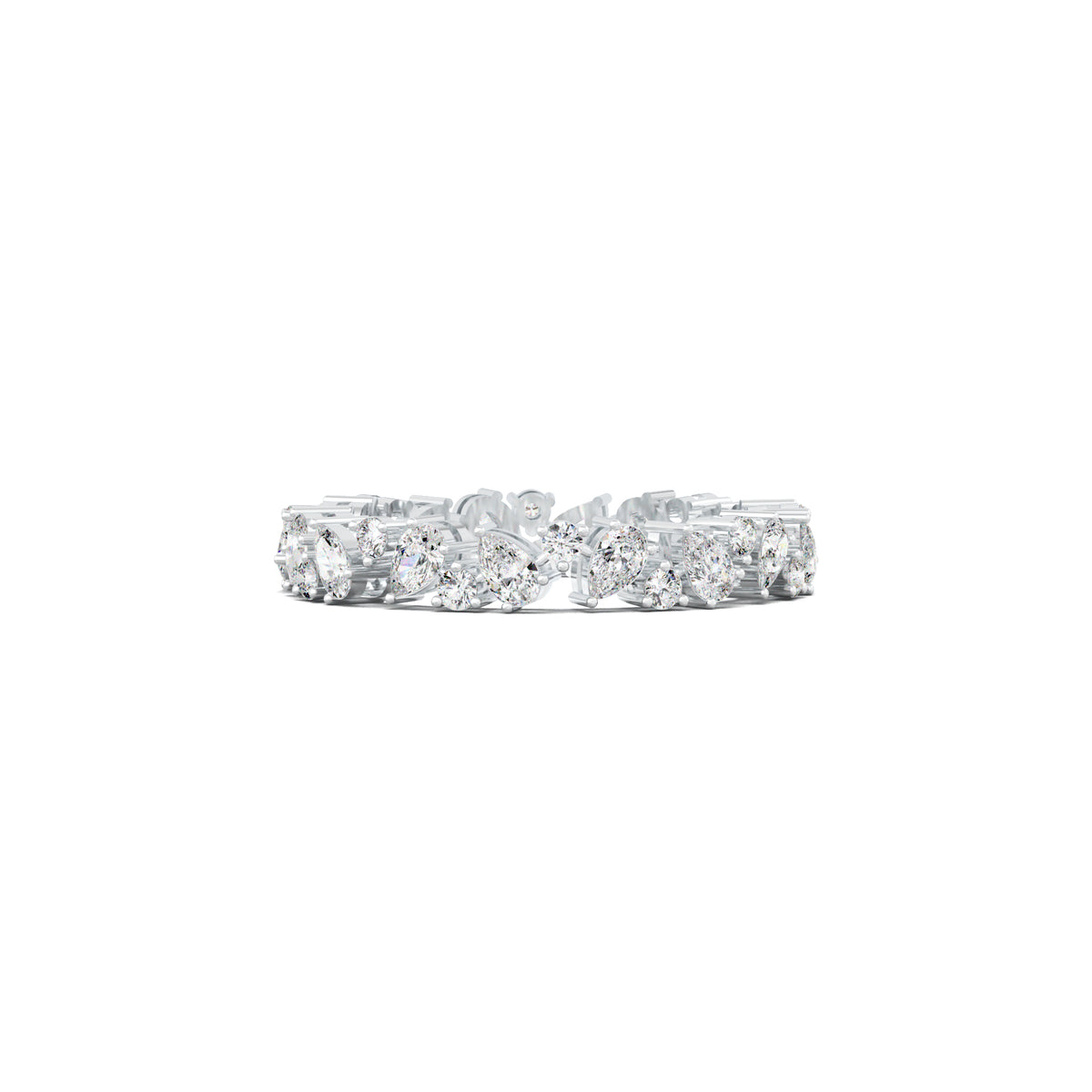 LR21286 alternating pear and round eternity wedding band white gold top view