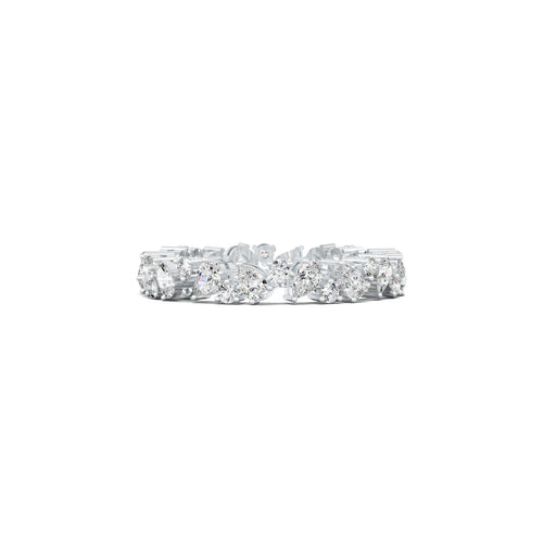 LR21286 alternating pear and round eternity wedding band white gold top view
