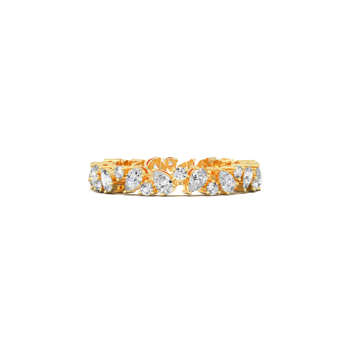 LR21286 alternating pear and round eternity wedding band yellow gold top view