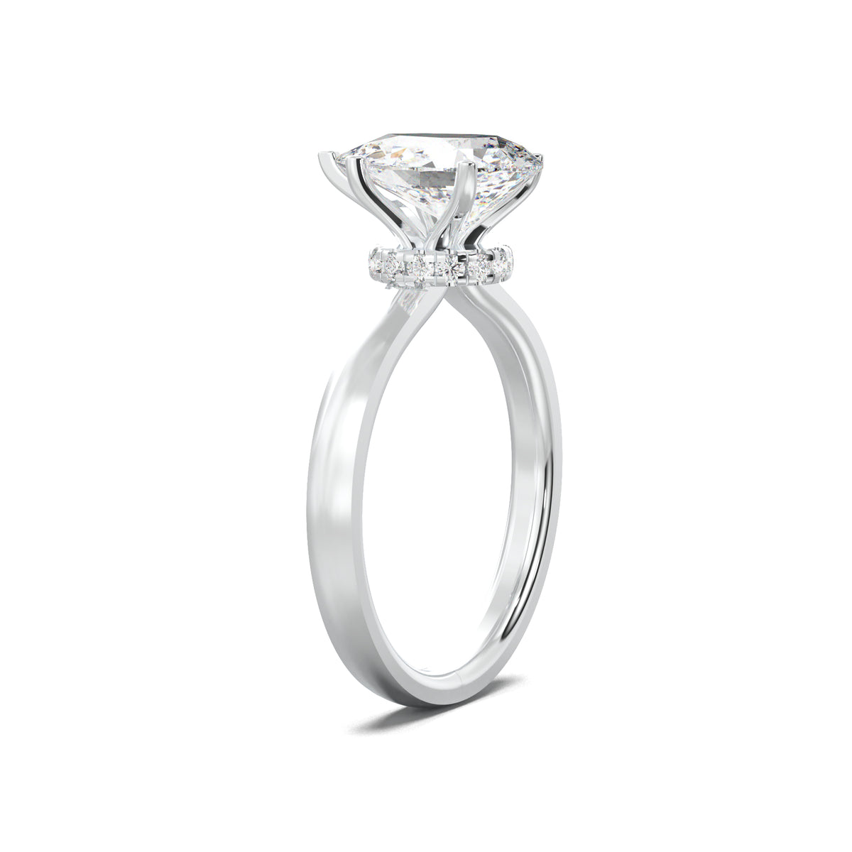 LR21513-1 pear hidden halo engagement ring white gold three-quarter view