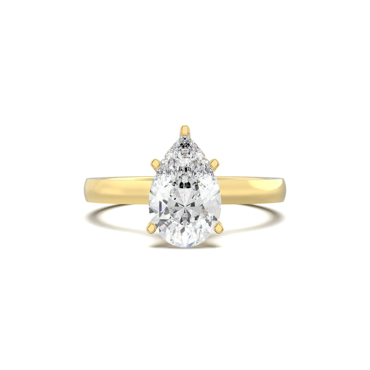LR21513-1 pear hidden halo engagement ring yellow gold top view