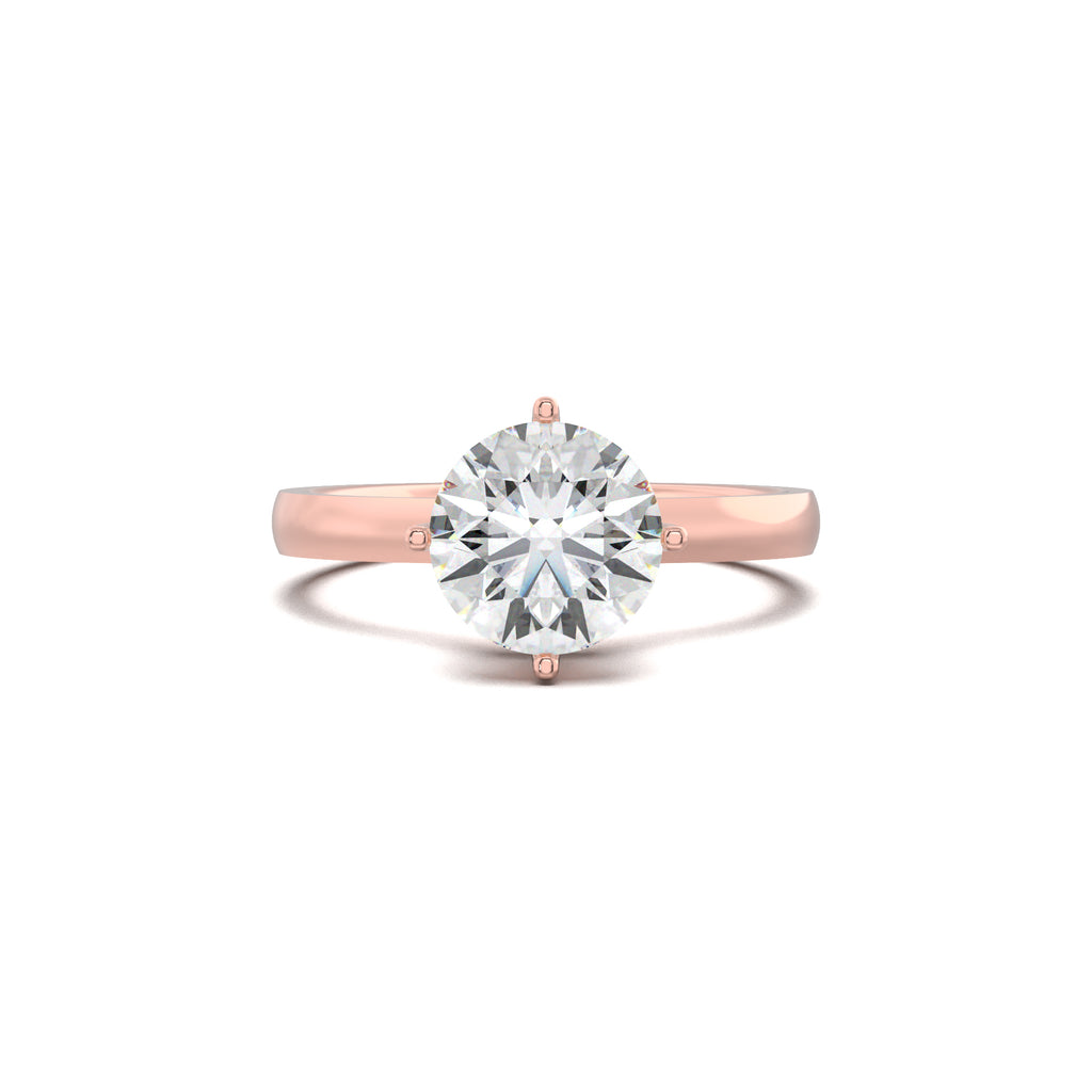 LR21513 round hidden-halo engagement ring rose gold top view