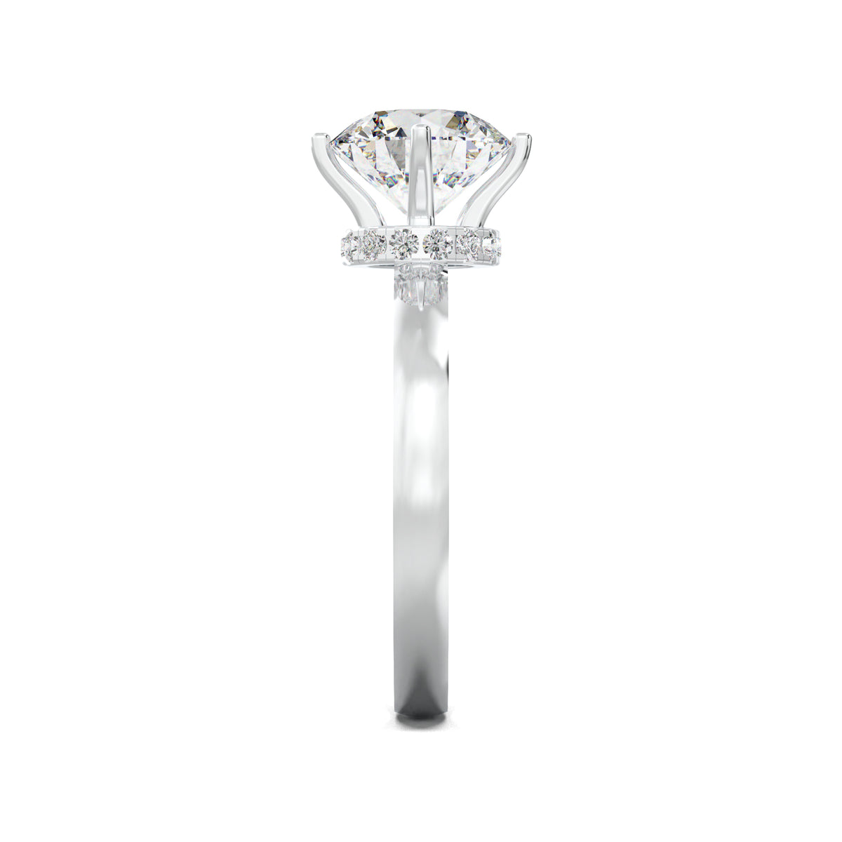LR21513 round hidden-halo engagement ring white gold side view