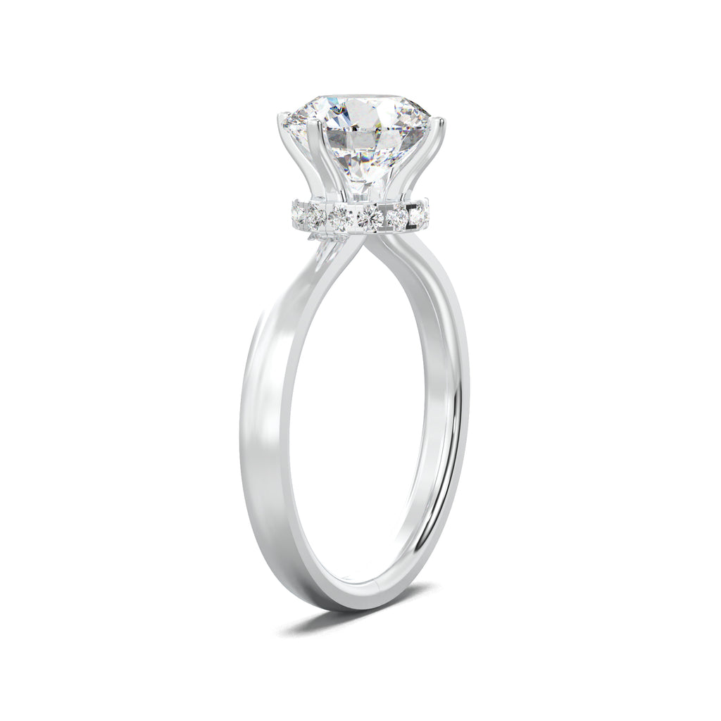 LR21513 round hidden-halo engagement ring white gold three-quarter view