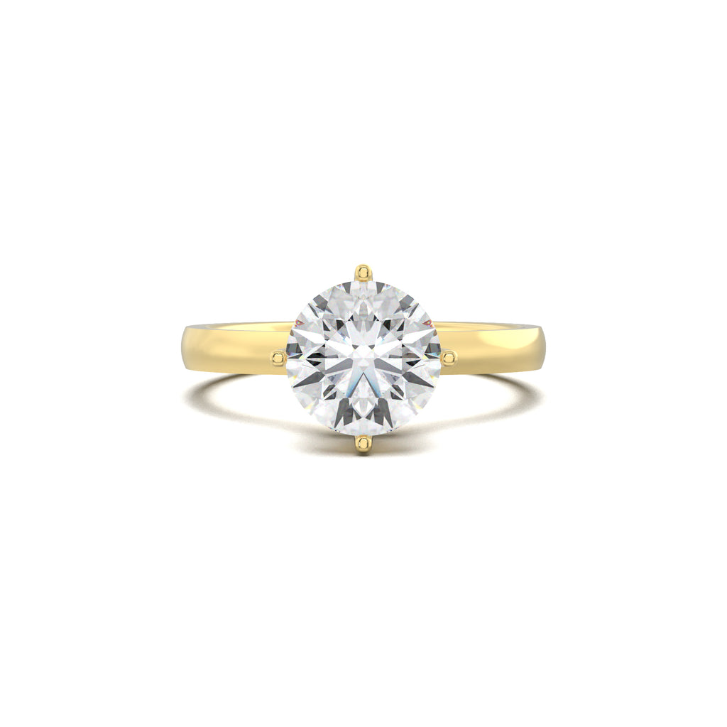 LR21513 round hidden-halo engagement ring yellow gold top view