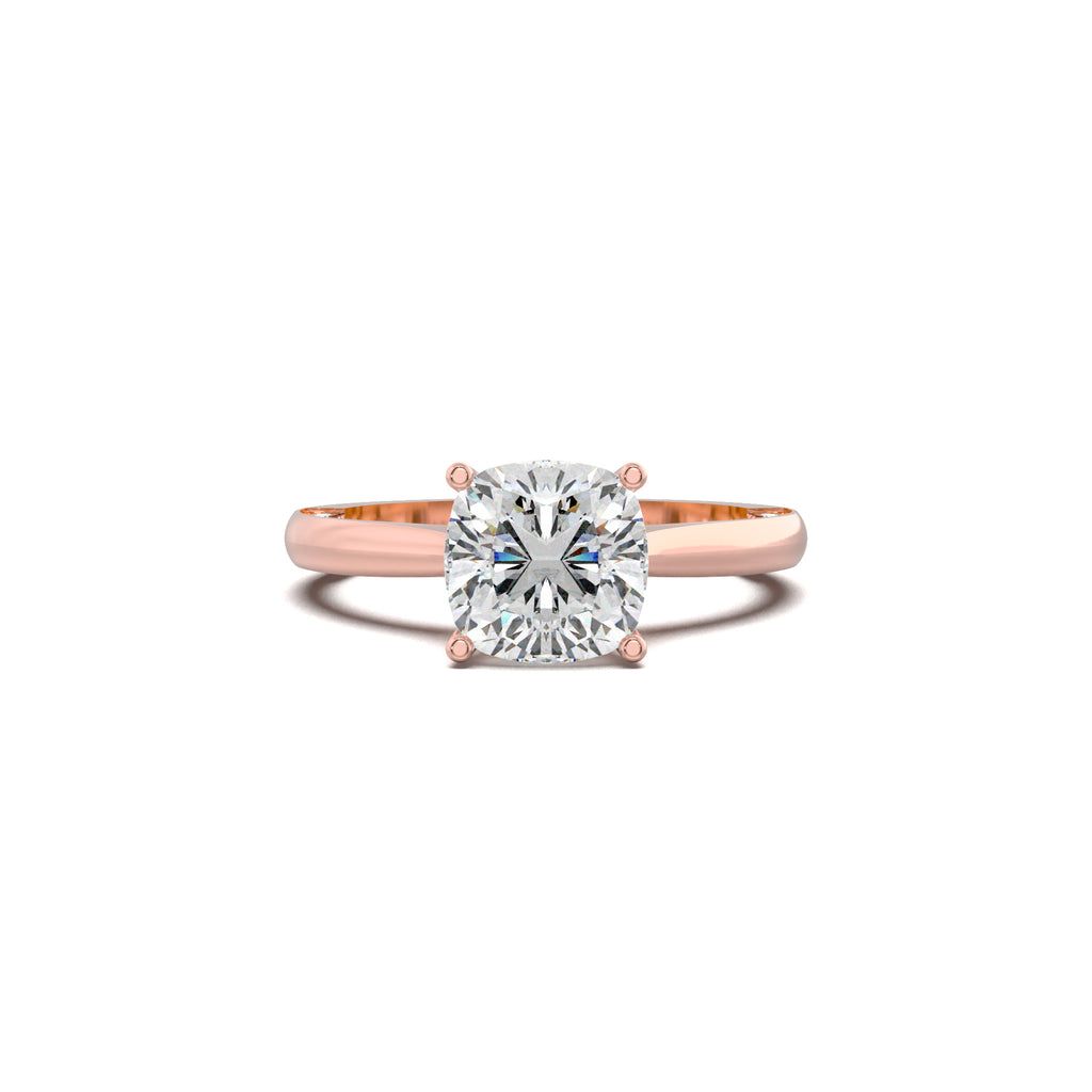 LR21515 cushion hidden pavé engagement ring rose gold top view