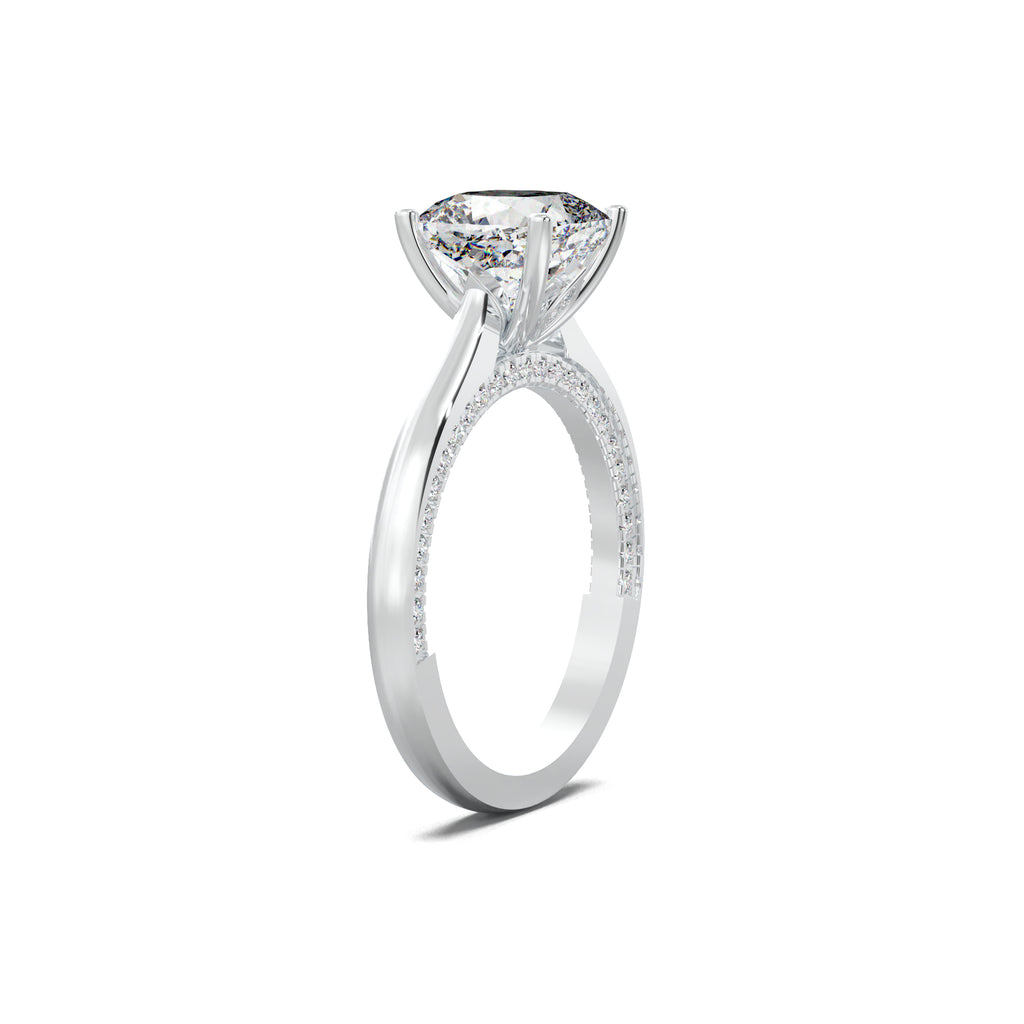 LR21515 cushion hidden pavé engagement ring white gold three-quarter view