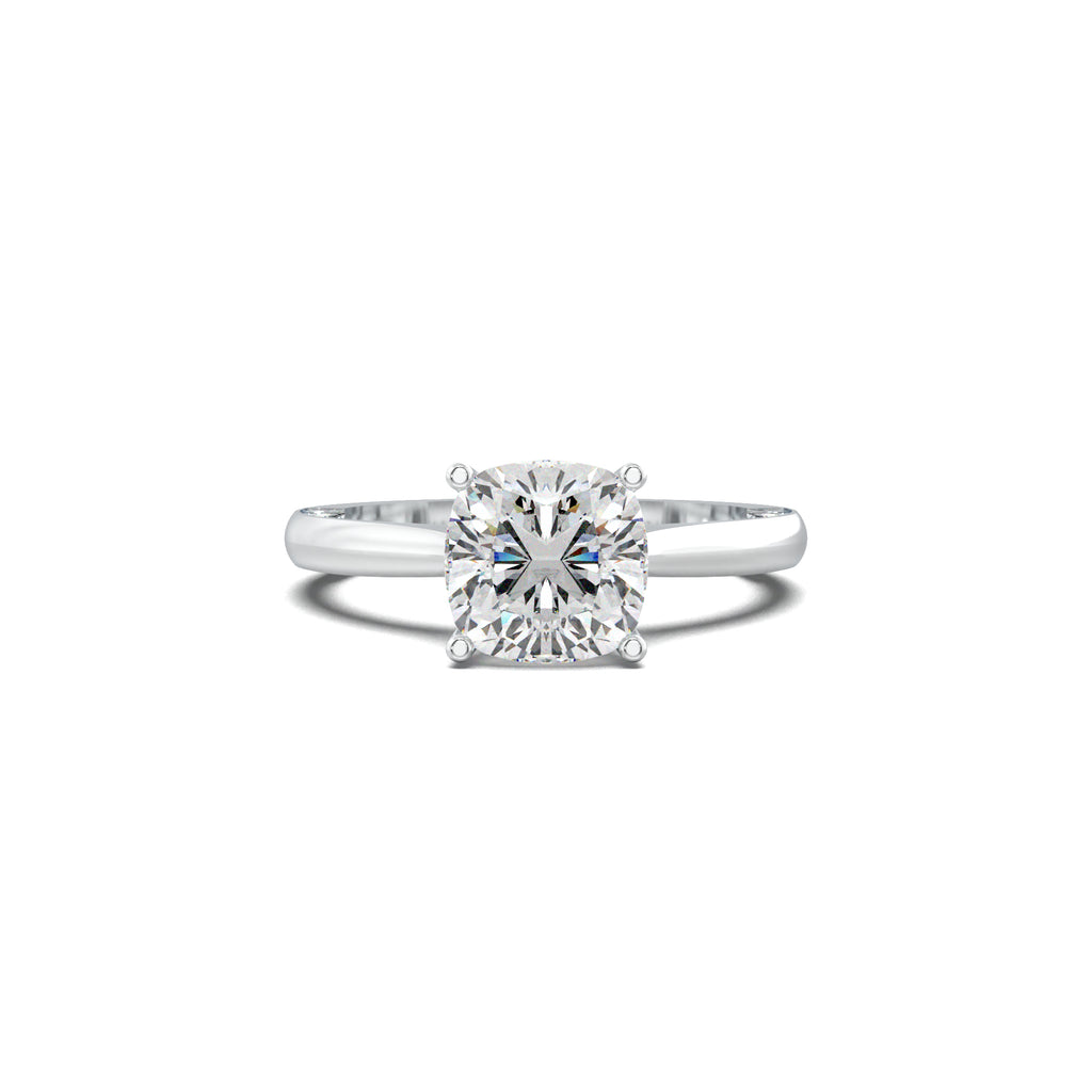 LR21515 cushion hidden pavé engagement ring white gold top view