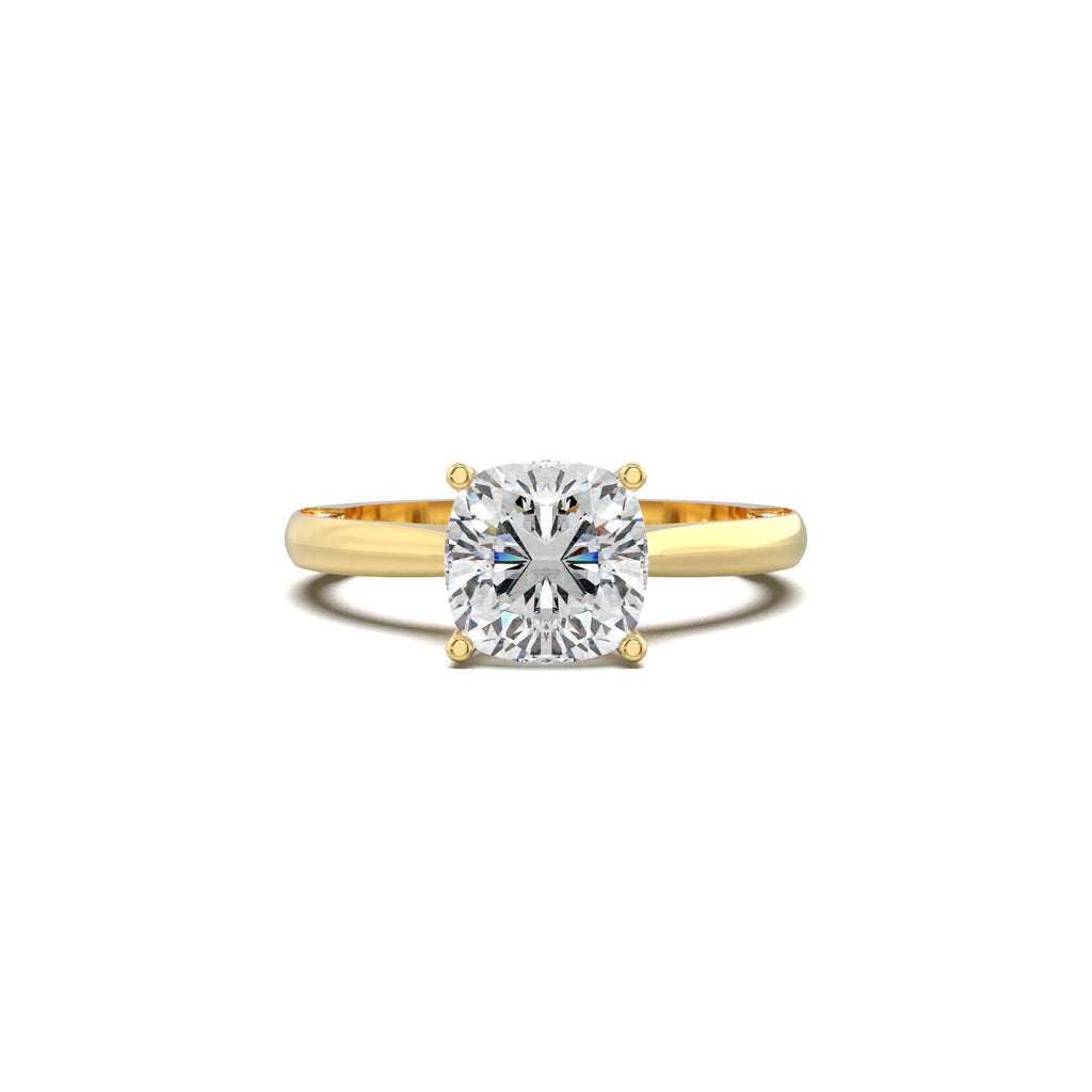 LR21515 cushion hidden pavé engagement ring yellow gold top view