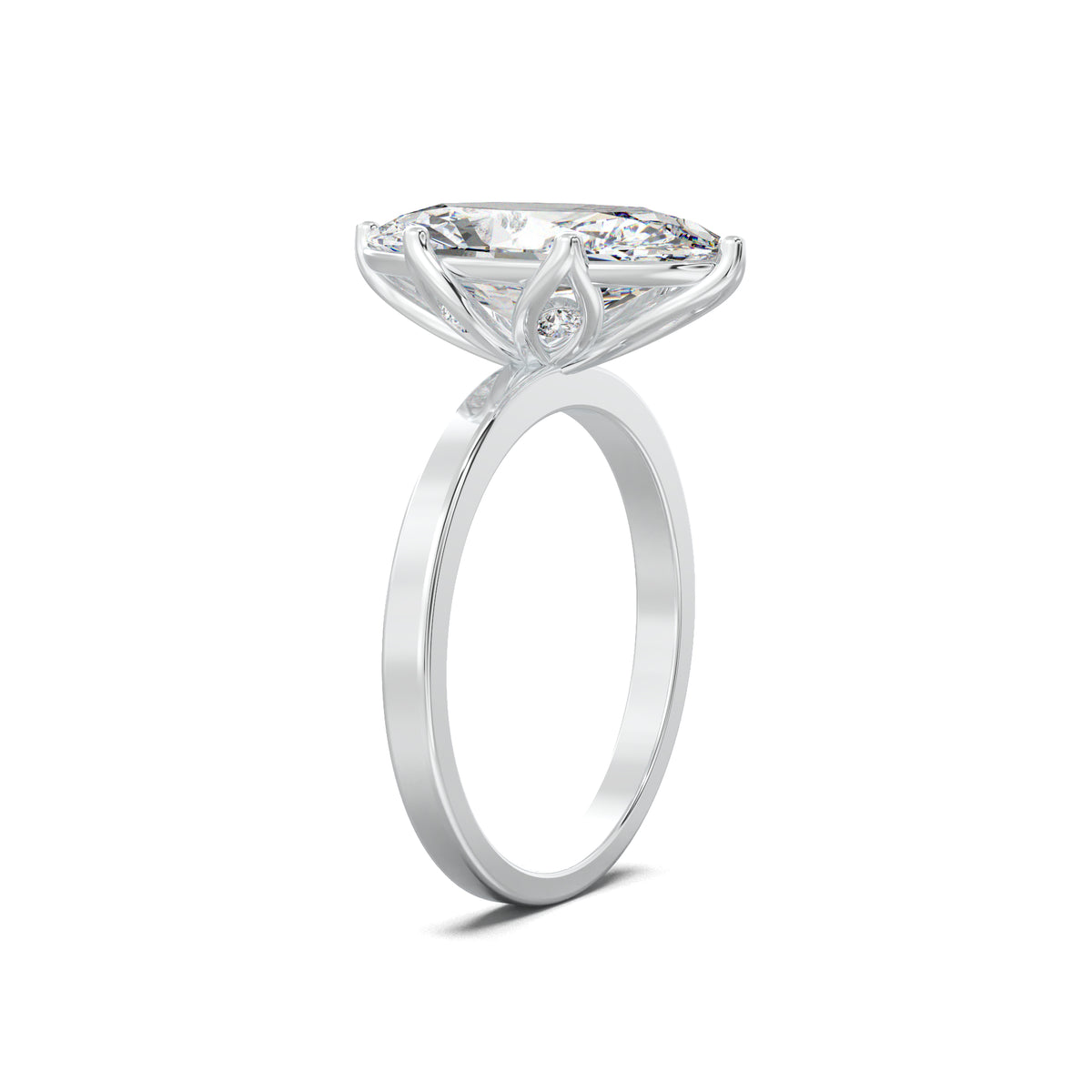 LR21866 oval diamond-accent gallery engagement ring white gold three-quarter view