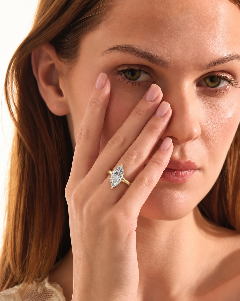 LR21867 marquise solitaire engagement ring model image