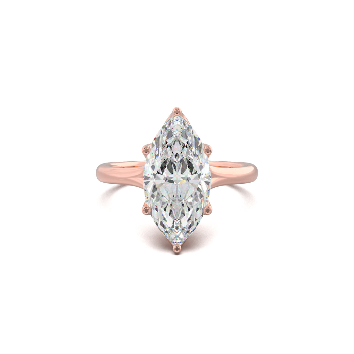 LR21867 marquise solitaire engagement ring rose gold top view