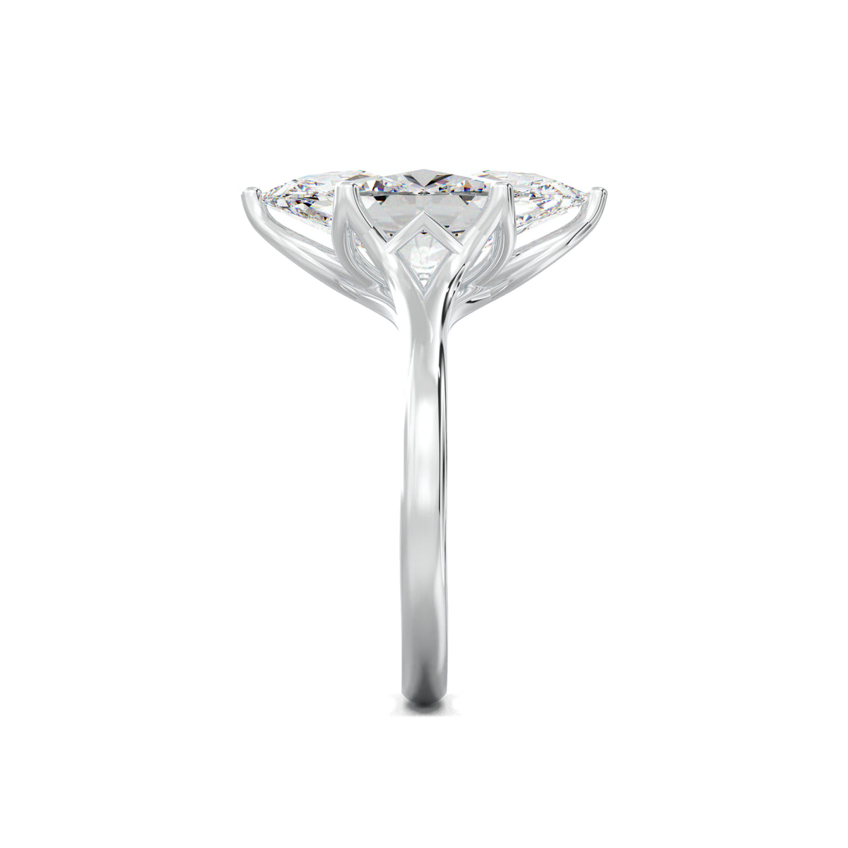 LR21867 marquise solitaire engagement ring white gold side view