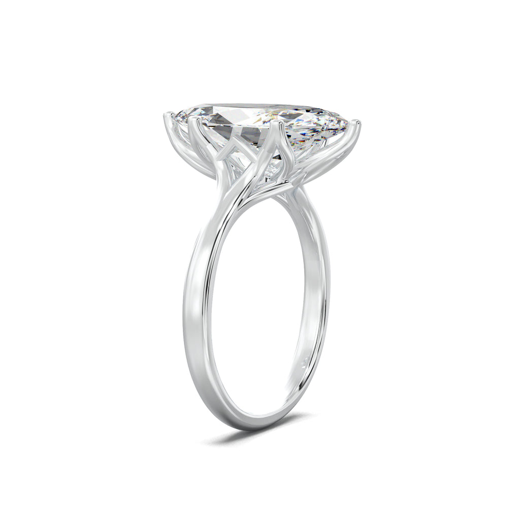 LR21867 marquise solitaire engagement ring white gold three-quarter view