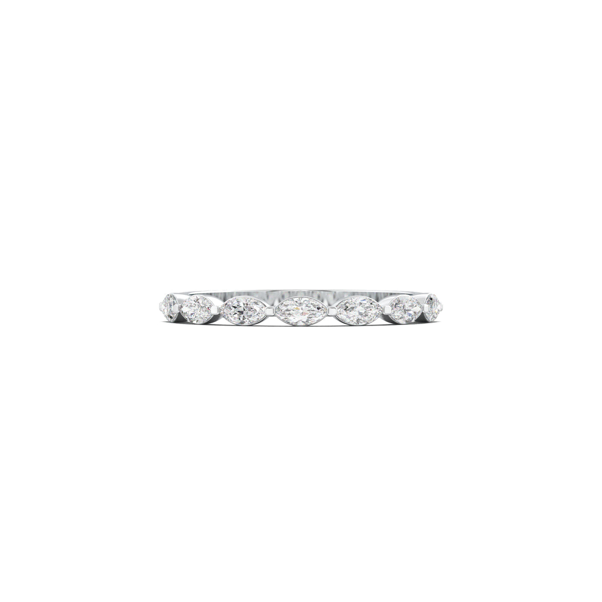 LR21960 east-west marquise half-eternity wedding band white gold top view