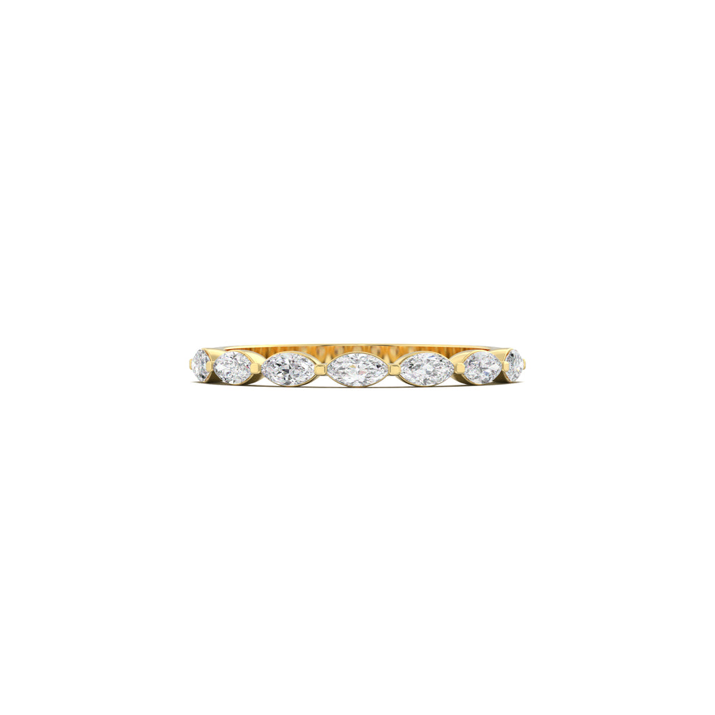 LR21960 east-west marquise half-eternity wedding band yellow gold top view