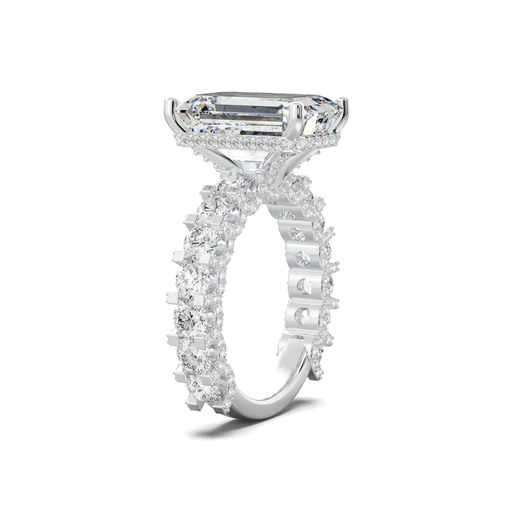 LR22335 radiant engagement ring three-quarter view